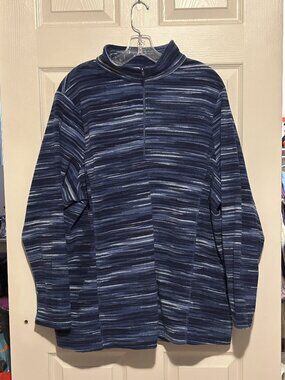 Lands' End Blue and White Zip Up Fleece Jacket sz 2X